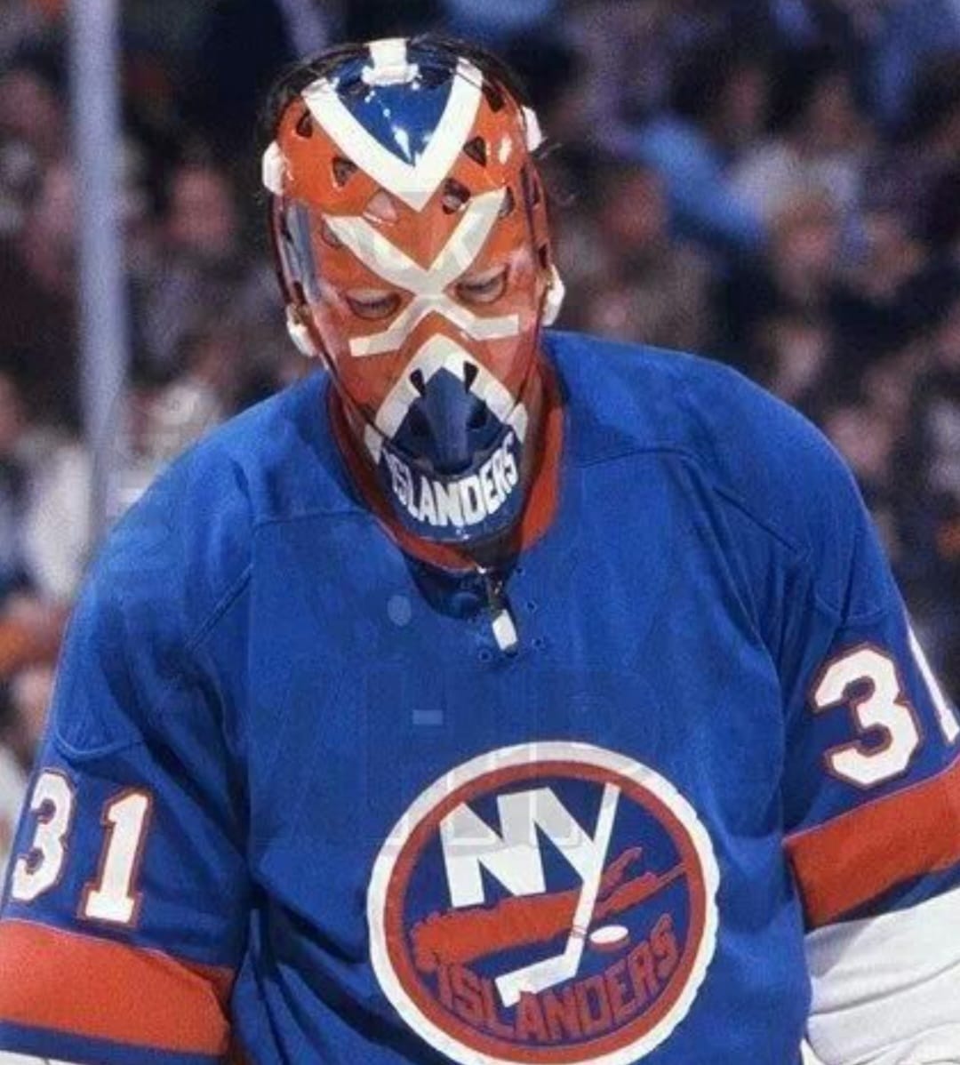 billy smith helmet New York Islanders Custom Full Pro Fibreglass Replica Mask – Mike Palmateer Goalies United Perfect for collectors mancave The Many Masks Of Islanders
