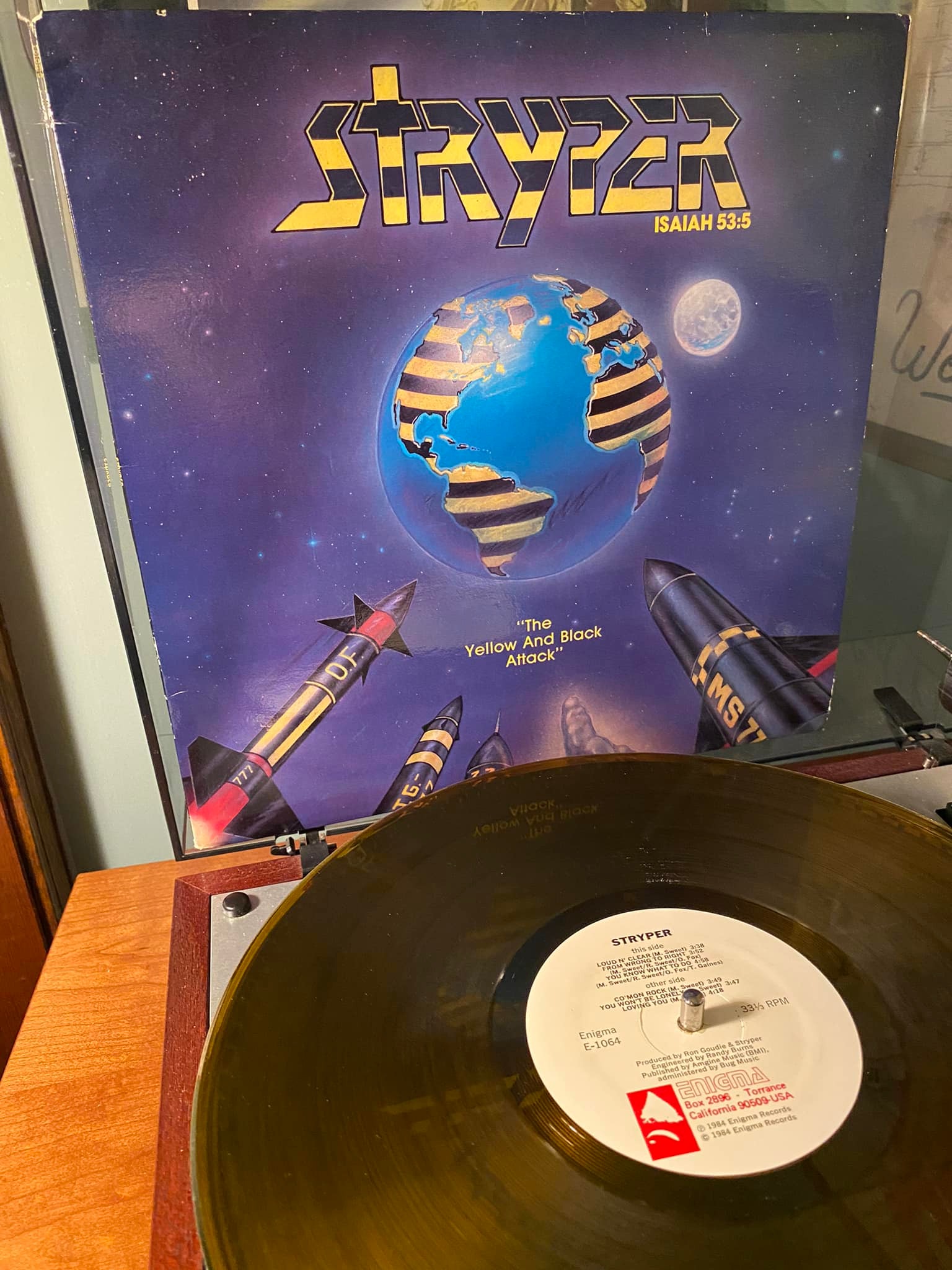 Stryper's debut EP The Yellow and Black Attack on transparent