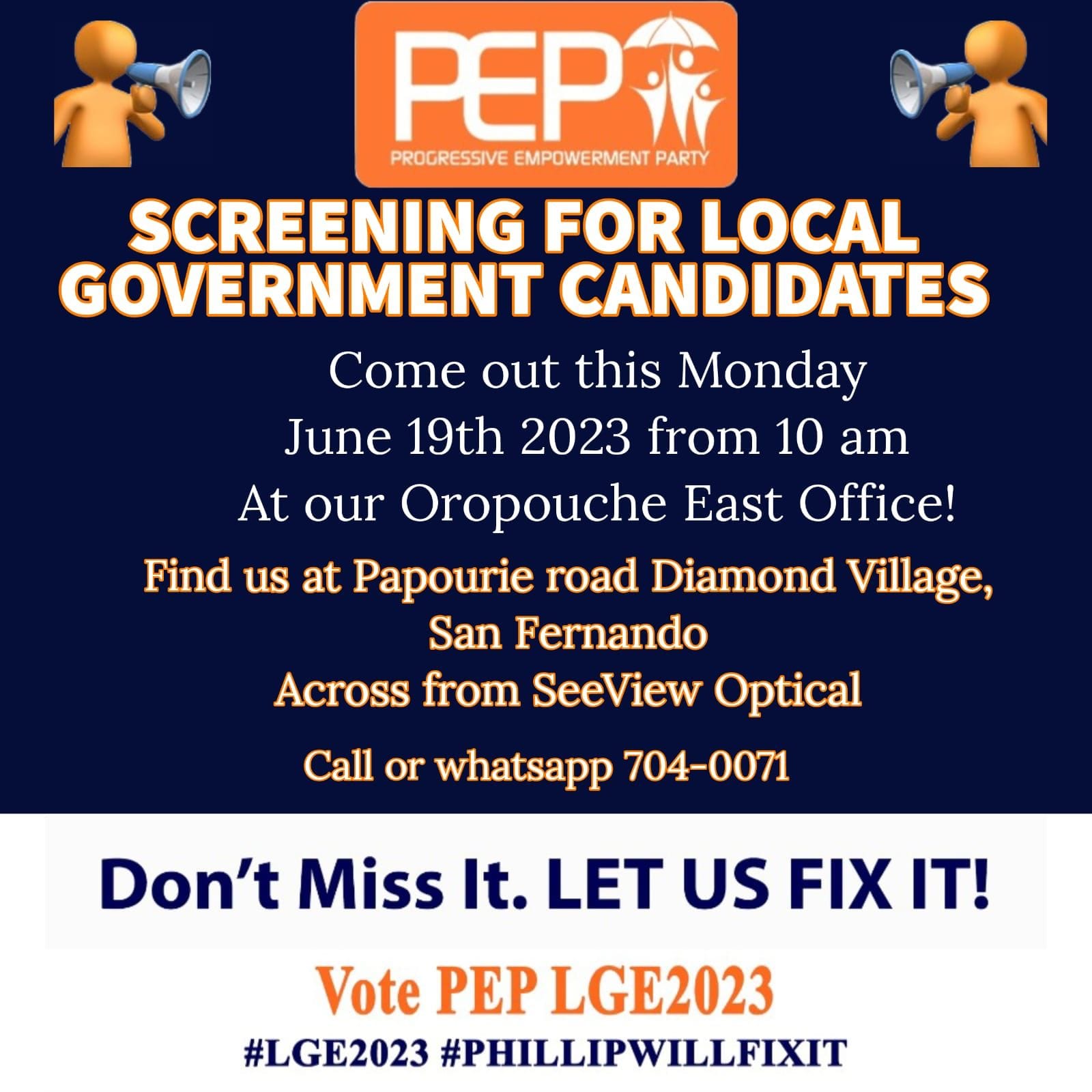 The screening continues. #LGE... - PEP Chaguanas West