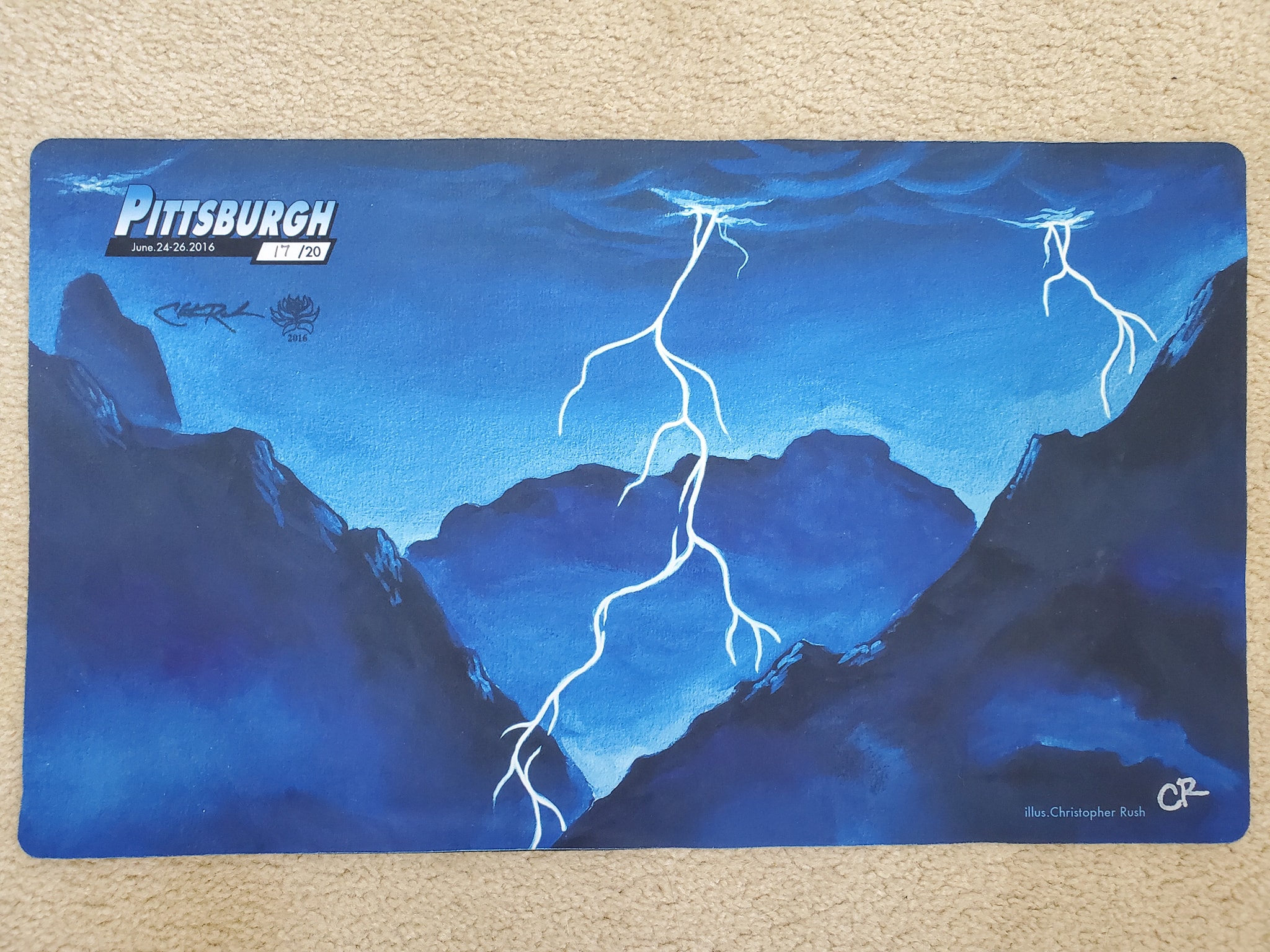 Peach momoko foil lightning bolt playmat for sale