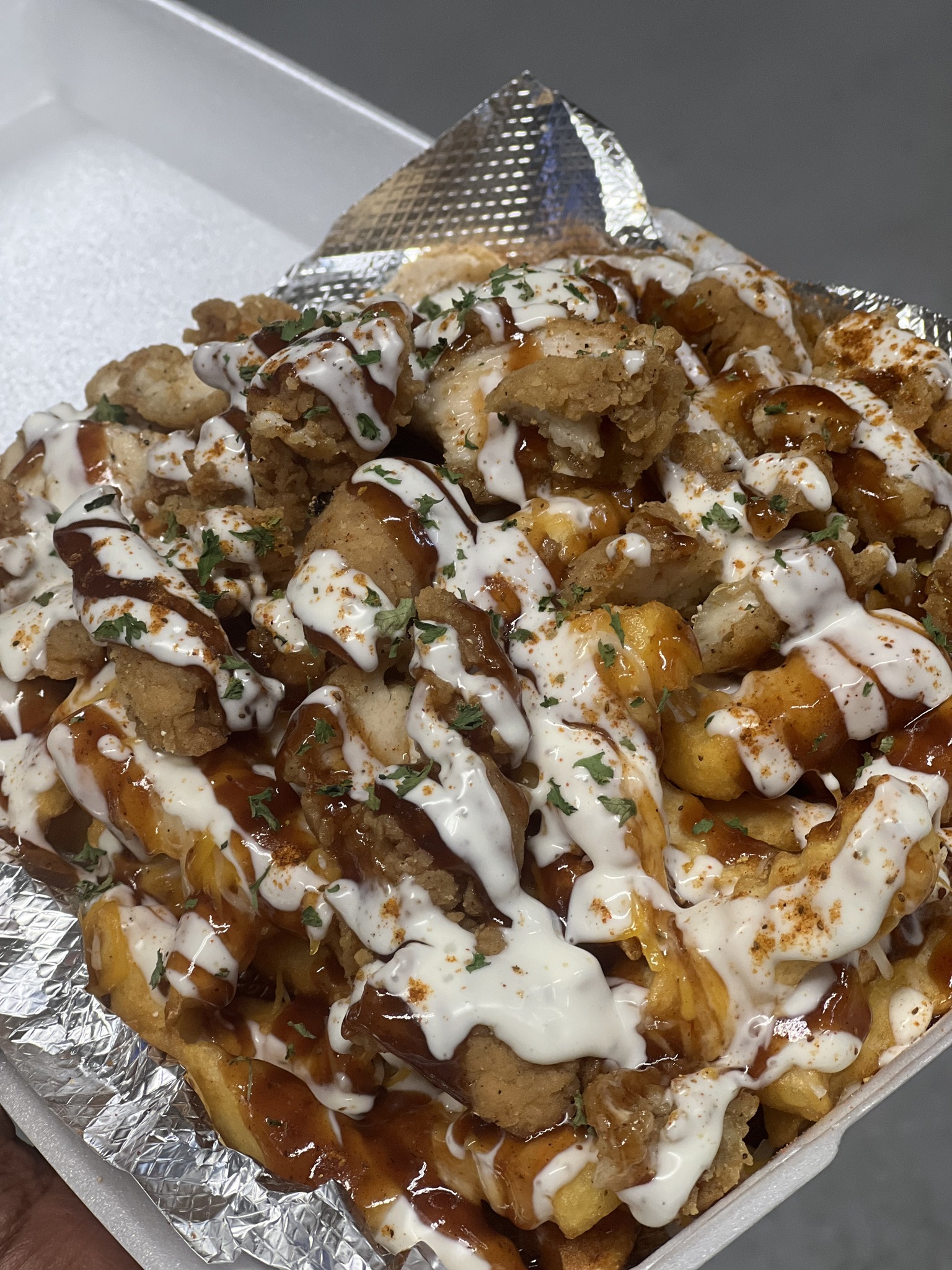 FULLY LOADED BOURBON CHICKEN FRIES #BLASIANASIANGRILL