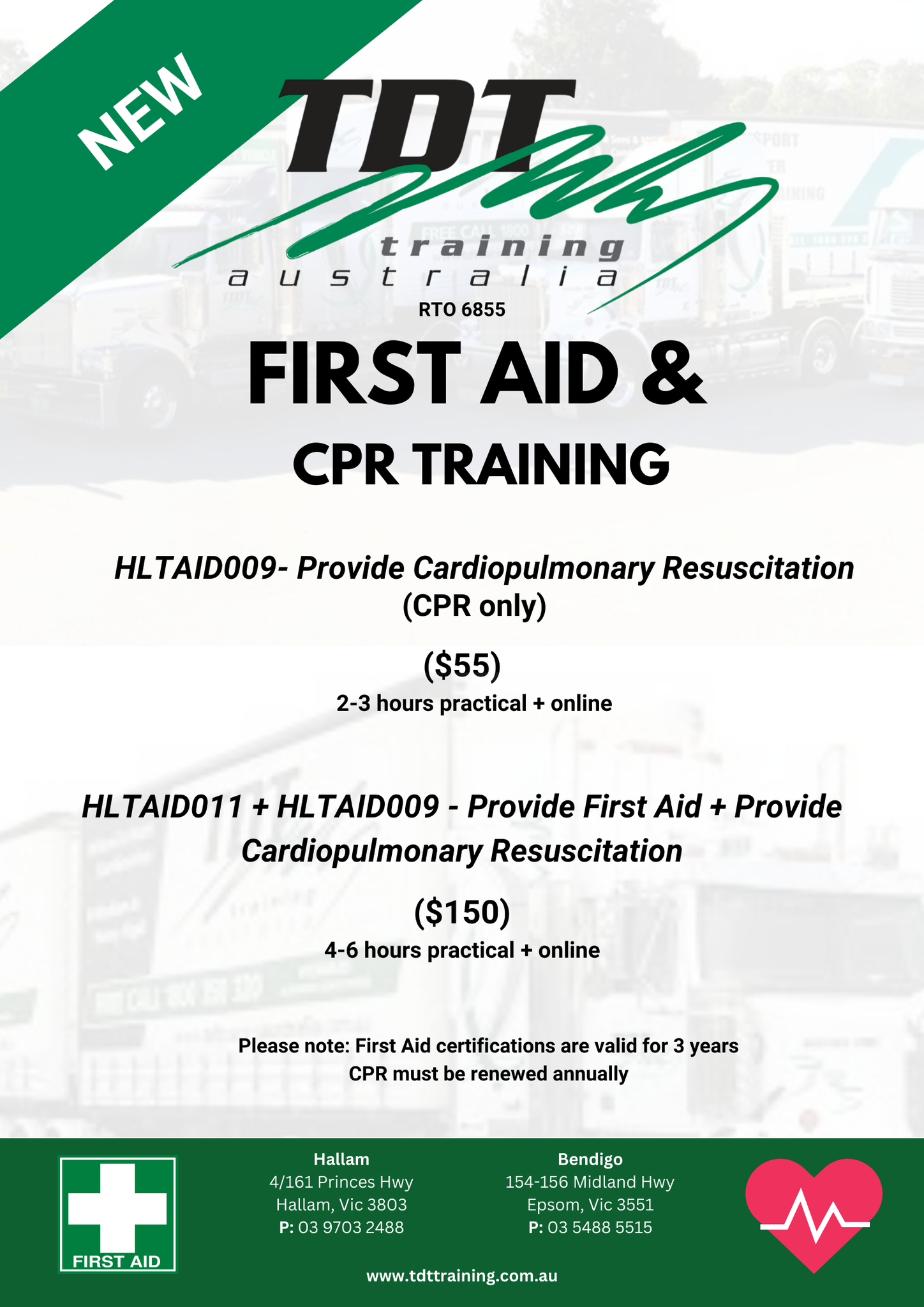 TDT Training Australia -RTO 6855 - 🩺🩹 ️ FIRST AID AND CPR NOW AVAILABLE ...