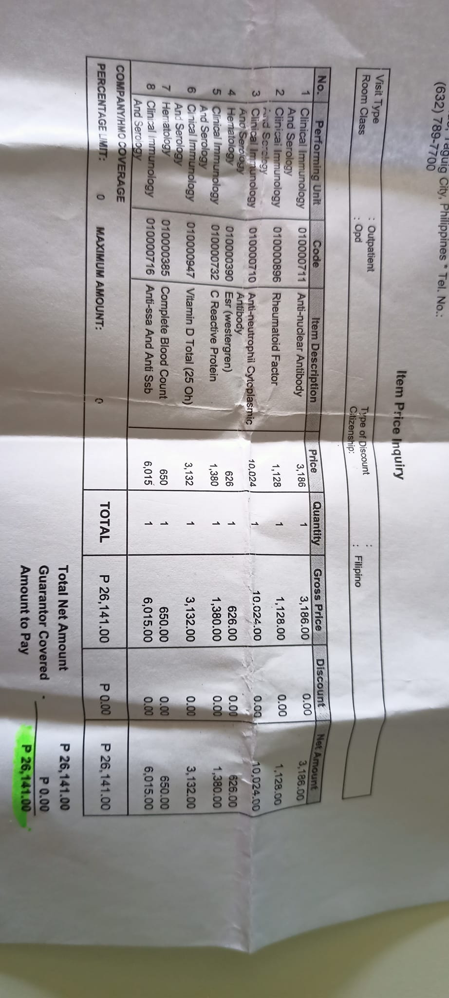 Blood Test Prices in Philippines