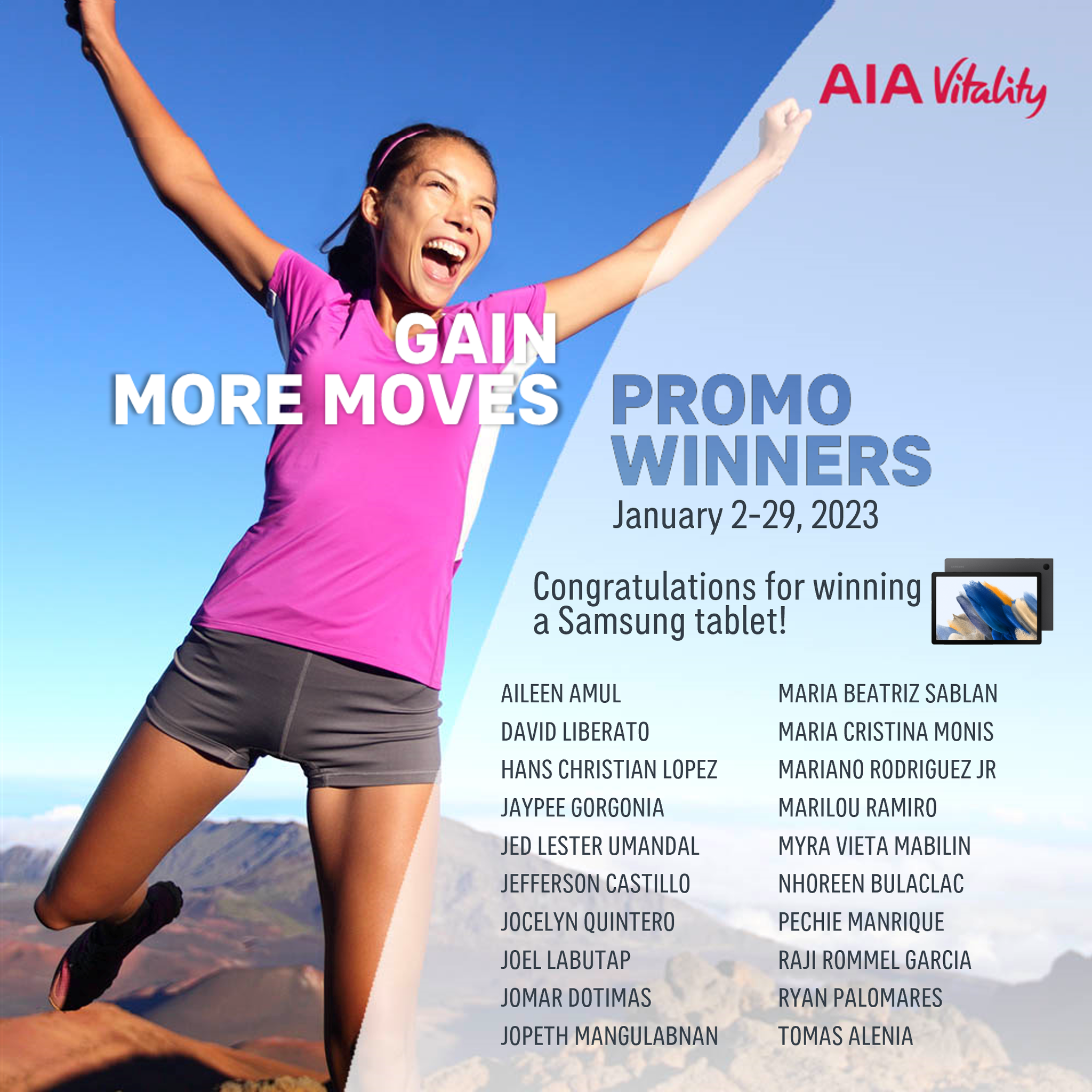 AIA Philippines - Congratulations to the lucky winners of a Samsung ...