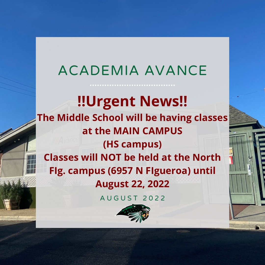 📢 URGENT NEWS : MIDDLE... - Academia Avance Charter School