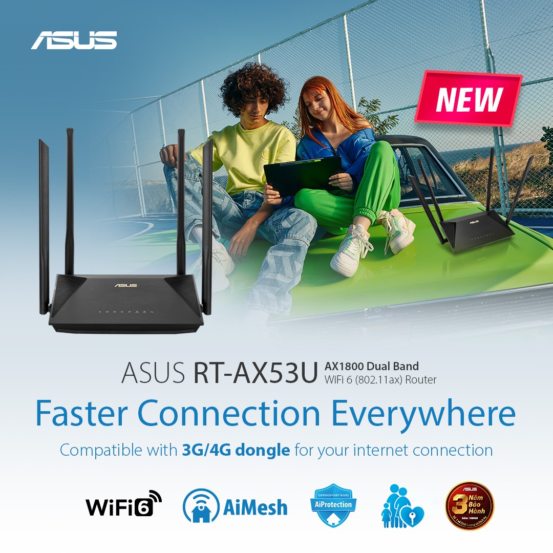 ASUS - Router wifi6 ASUS RT-AX53U hiện đã hỗ trợ tính năng...