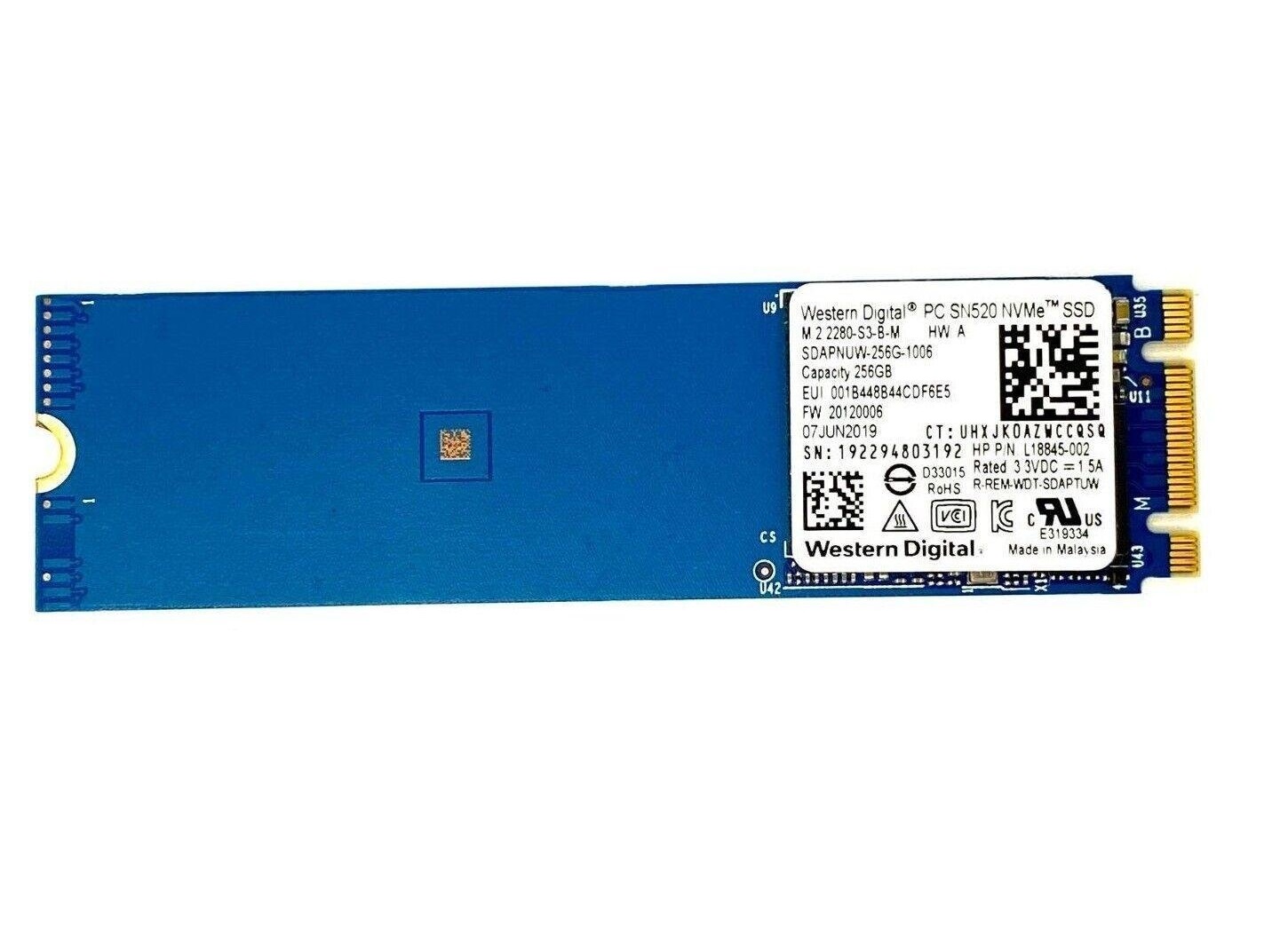 WD PC SN520 - 256GB SSD - M2 2280 - NVMe v1.3 Gen3 x2