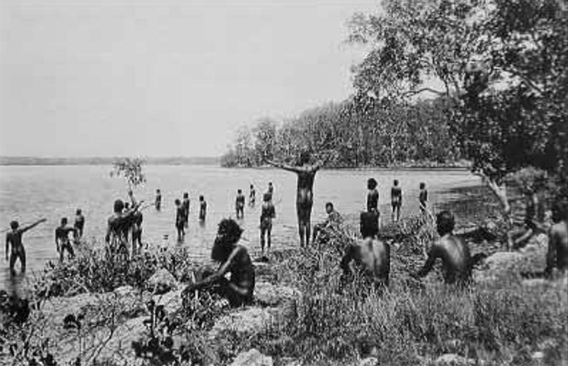 Lost Brisbane - Staged photo of Miguntyun People fishing in Moreton Bay ...