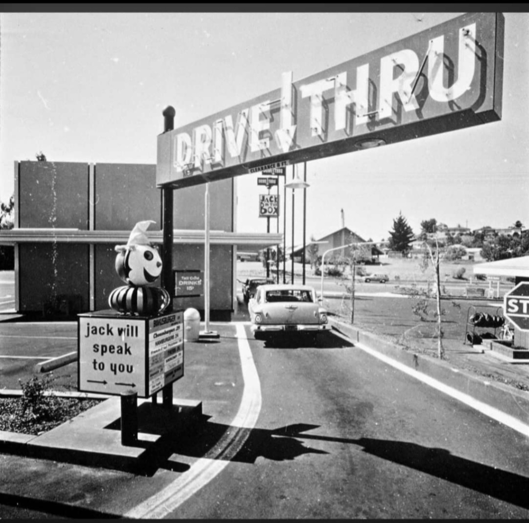 Jack In The Box in the 1960s and the actual jack in the box sign!