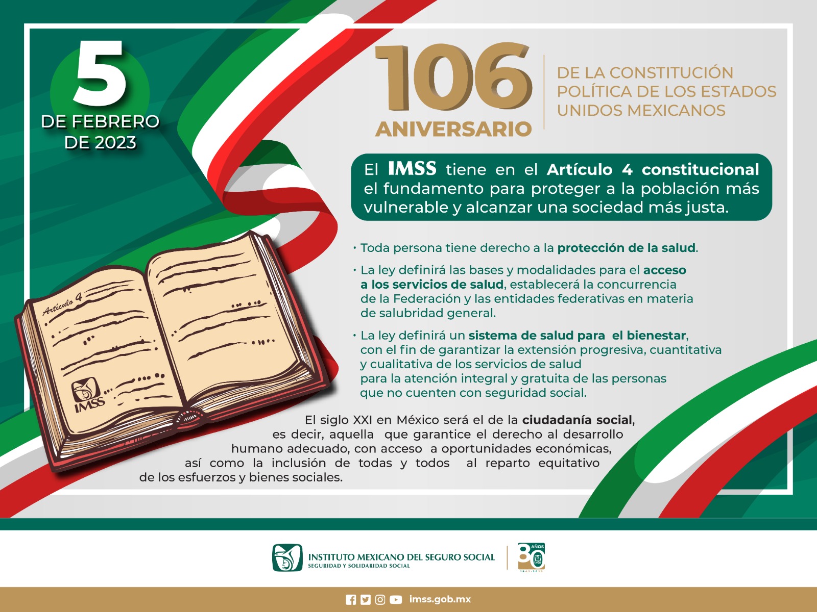 IMSS - 🗓️ 5 de febrero, 106 Aniversario de la Constitución... | Facebook