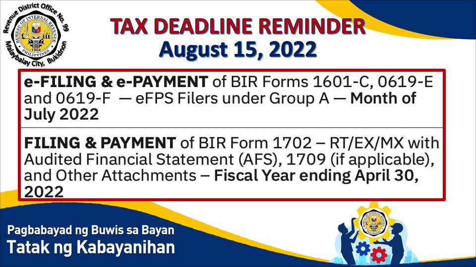 #pagbabayadngbuwissabayantatak... - BIR RDO 99 Malaybalay City