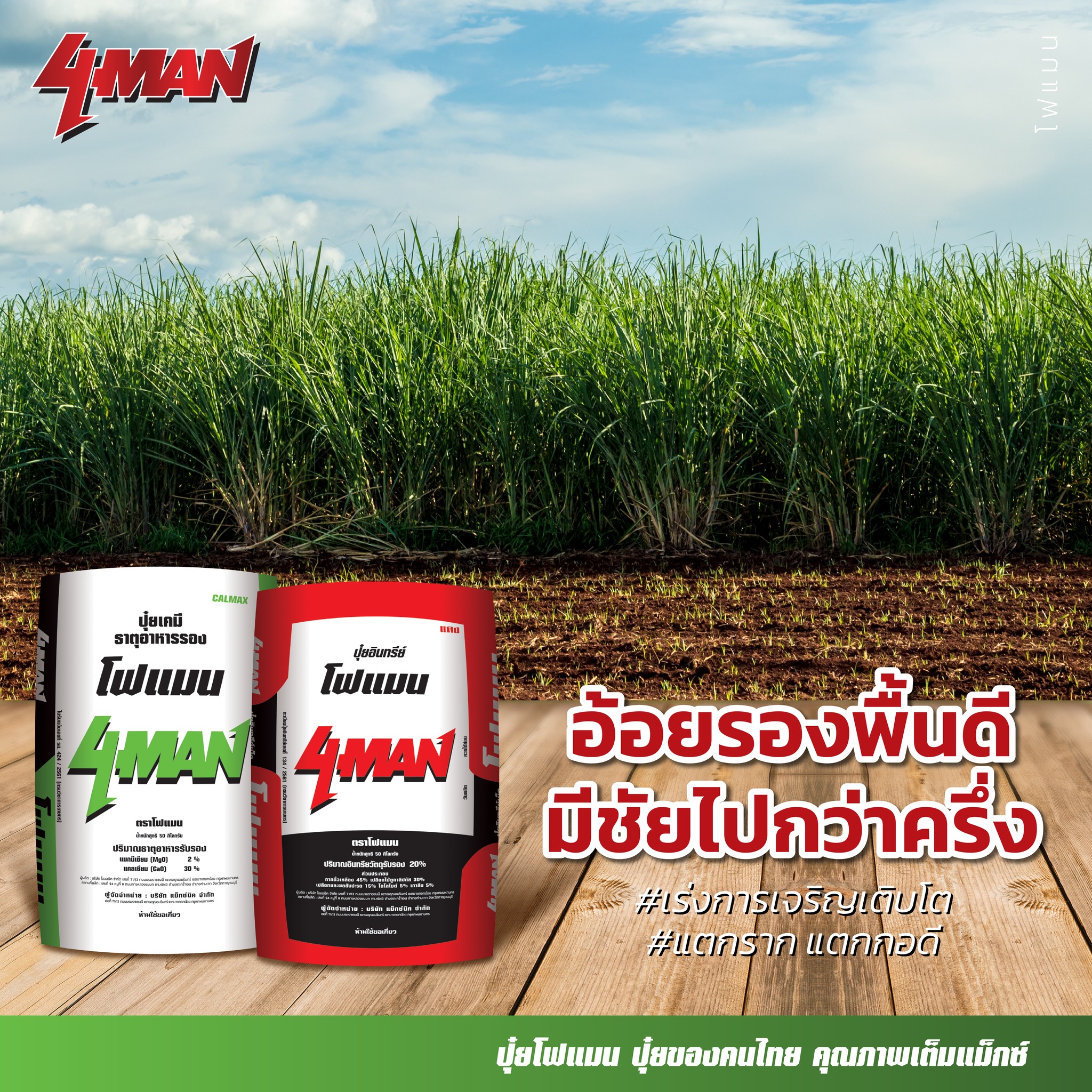 ปุ๋ยโฟแมน 4MAN - 🔖อ้อยรองพื้นดี มีชัยไปกว่าครึ่ง 🎋👍... | Facebook