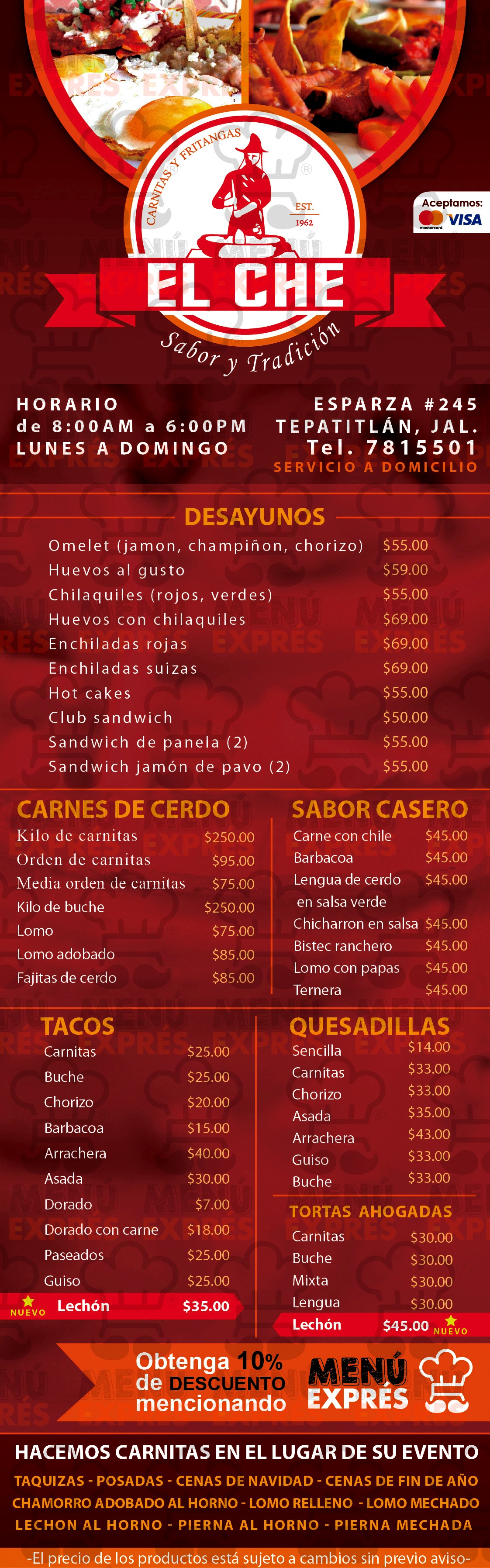 Menú Exprés Tepatitlán - El Che Carnitas y Fritangas | Facebook