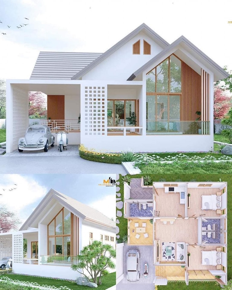 อยากมีบ้าน - แบบบ้านสไตล์มินิมอลมูจิ ขนาด 2 ห้องนอน 3...