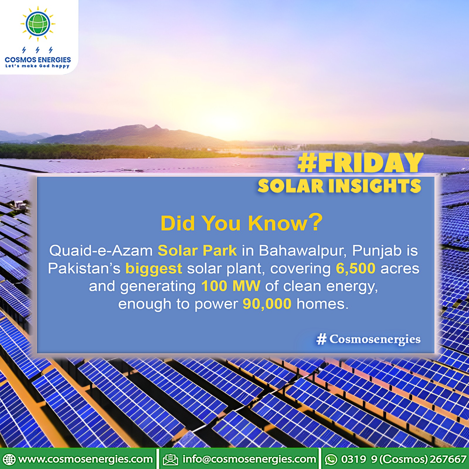 Cosmos Energies - 🌞 Did You Know? 🌍 Quaid-e-Azam Solar Park in ...