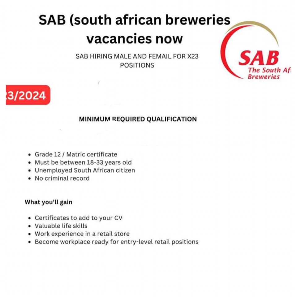 Sab Breweries is Hiring New Workers