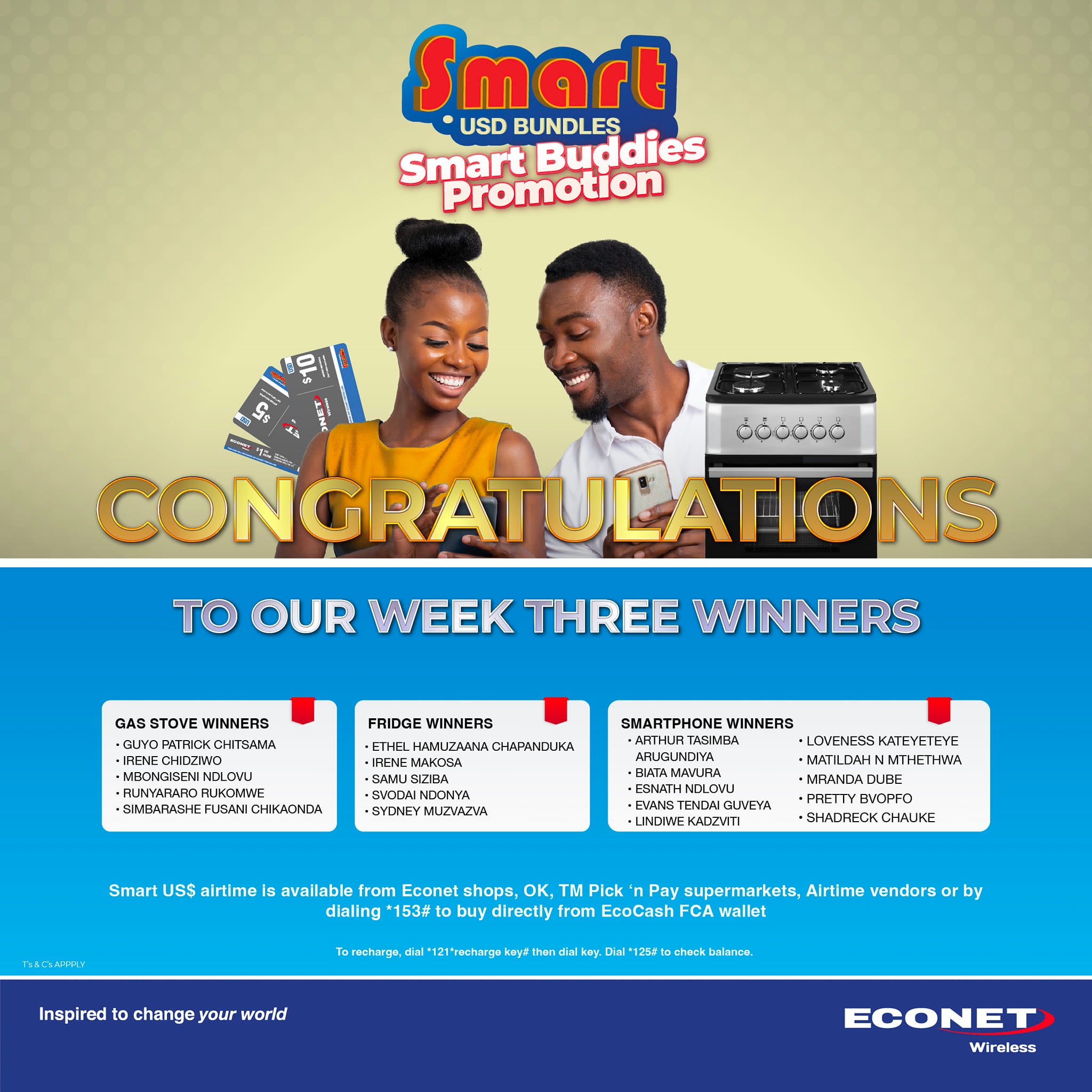 Econet Zimbabwe - Congratulations to our week 3 winners of the Smart ...