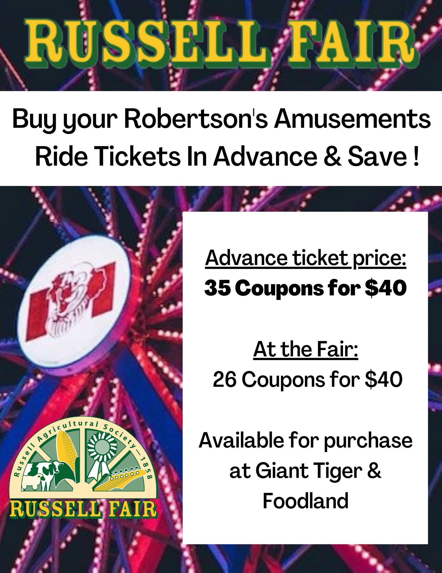 🎡🎠🍭 The Russell Fair is... - Russell Agricultural Society | Facebook