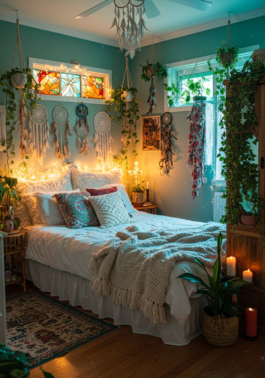 Boho - More ideas @ https://www.bohemianboho.com/60-gorgeous-bedrooms ...
