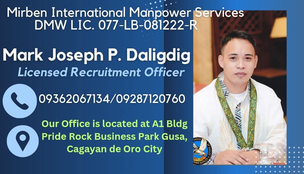 Mirben International Manpower Services CDO Branch R.O. Mark Joseph ...