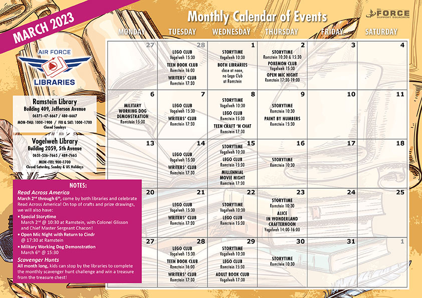 86FSS Library - Our March calendar of events is here! Lots... | Facebook