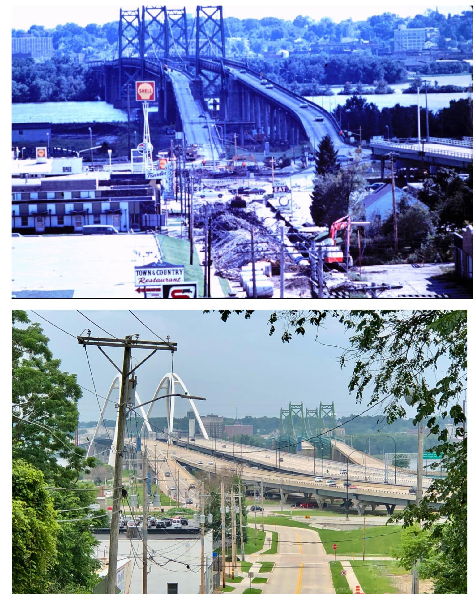 1972 春一番 BRIDGE 1972, Bettendorf. Extending the I-74 Bridge to connect to the