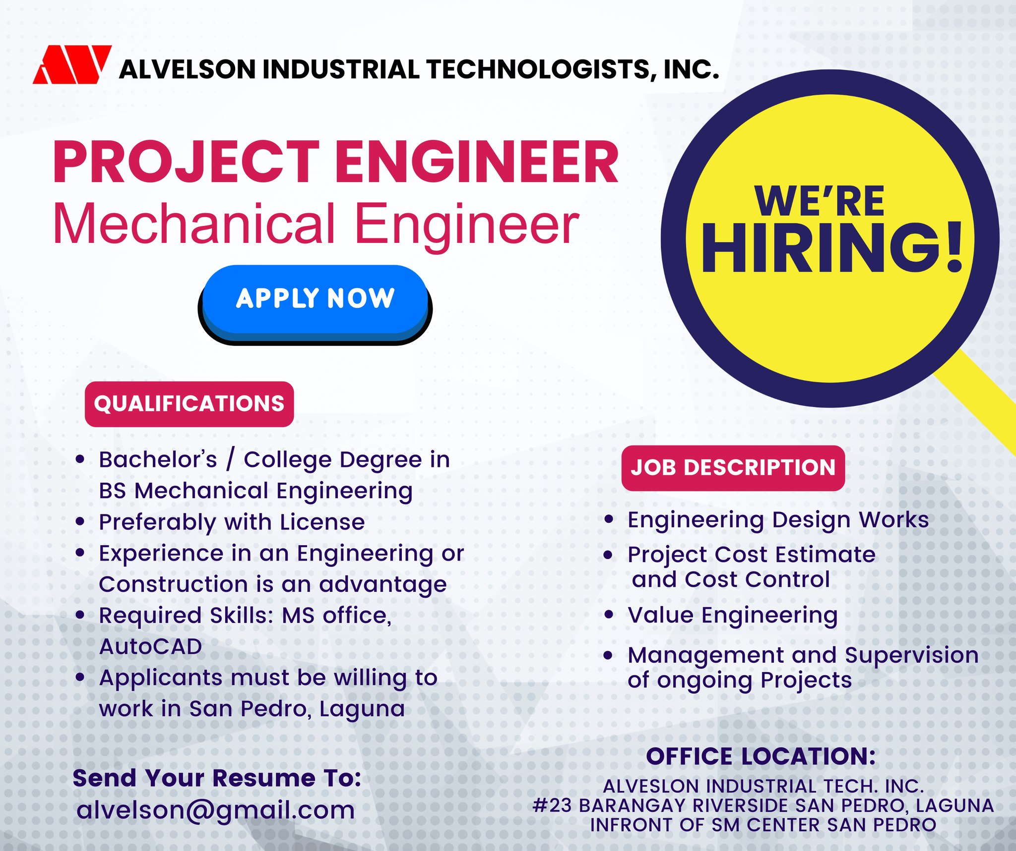 MECHANICAL ENGINEERING JOBS PH 2025 | WE ARE HIRING!!! PROJECT ENGINEER ...