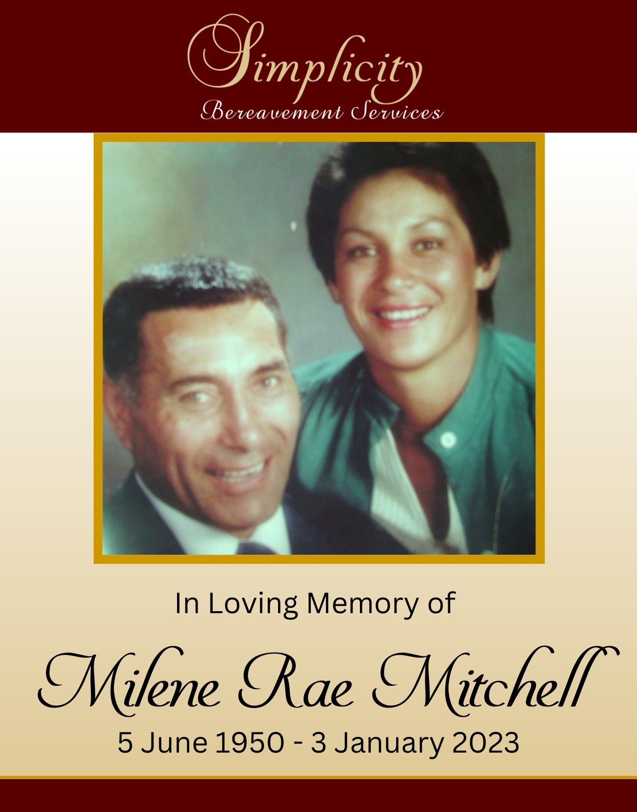 Simplicity - Family Notice: Our beautiful Nan Milene Mitchell passed ...