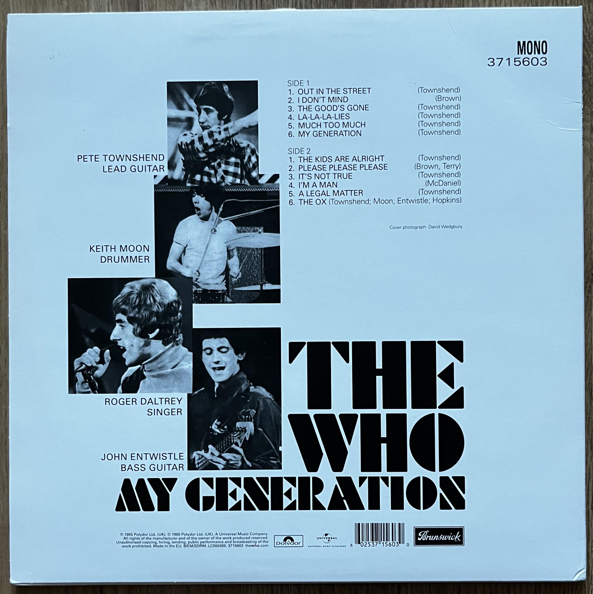 The Who-My Generation, 1980, Virgin Records Mono Reissue.