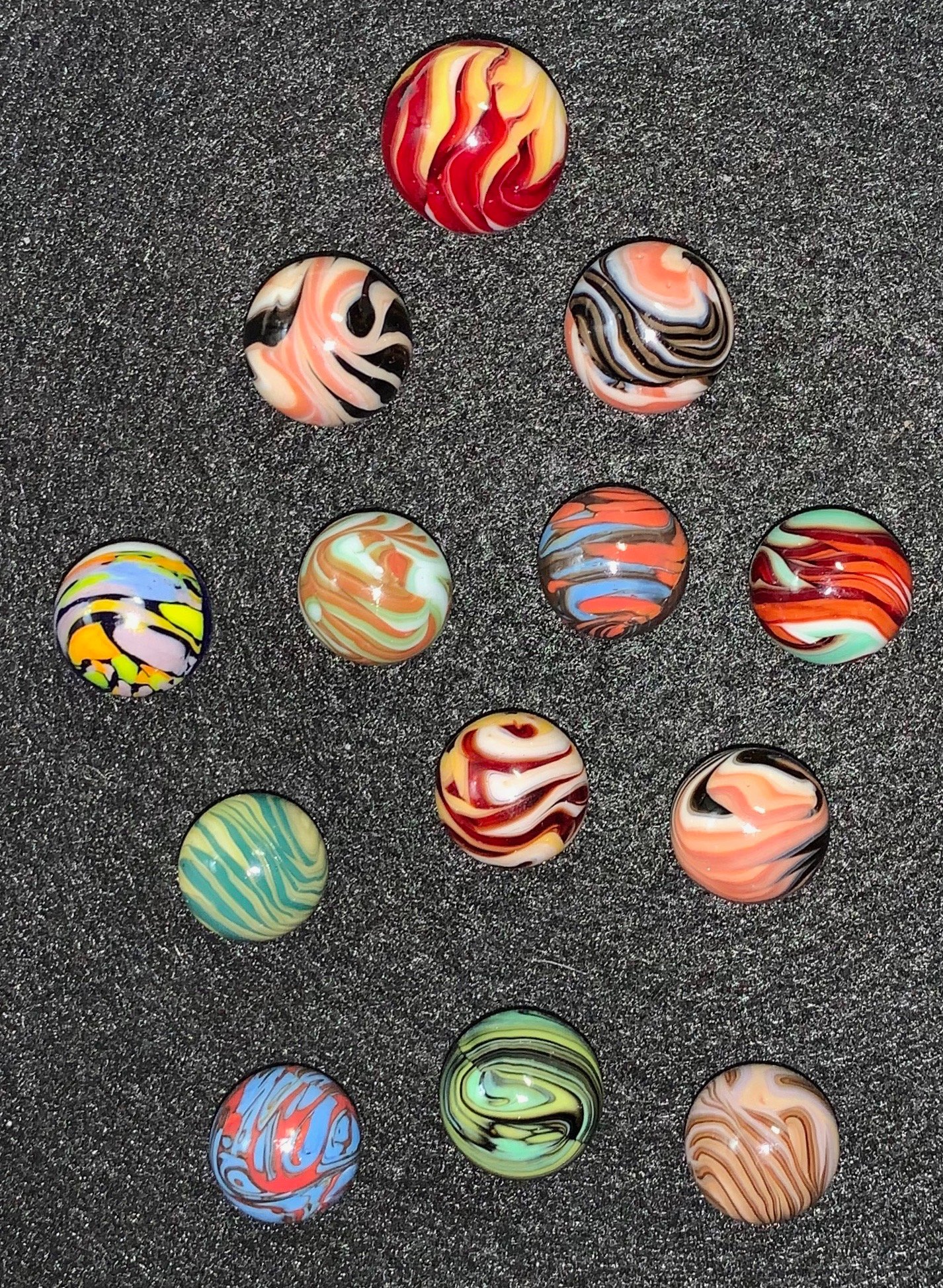 Christensen Agate Marbles with Complex Patterns and Colors