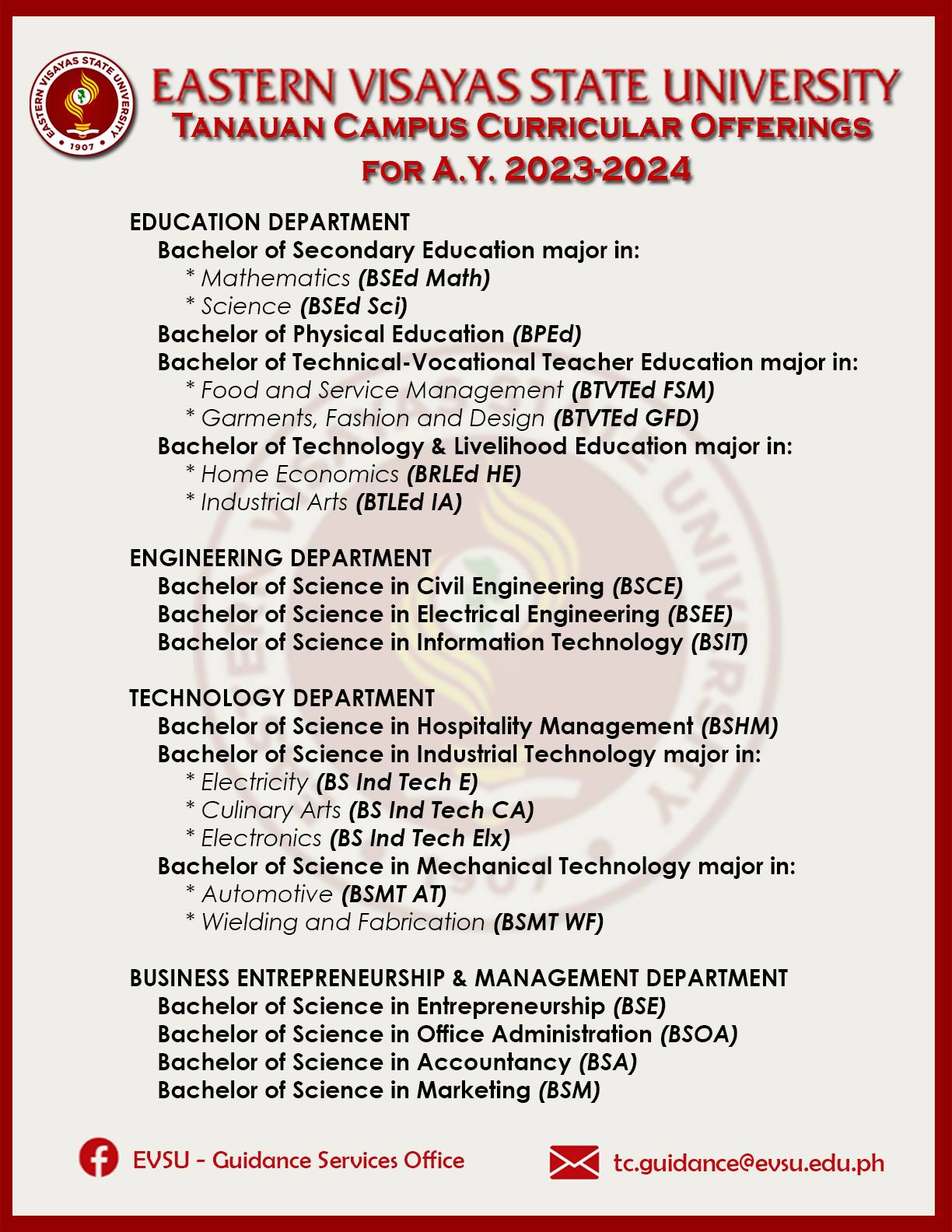 EVSU Guidance... - EVSU Guidance & Counseling Services Office