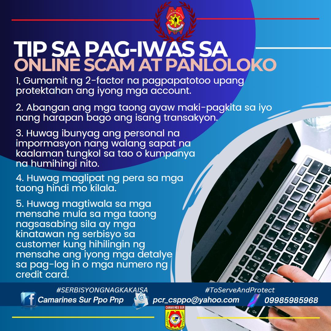 Mga Tips sa pag-iwas sa Online Scam at Panloloko PNP Kasurog ...