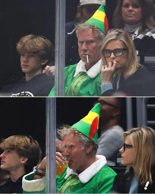 Has Buddy turned into an angry elf? Will Ferrell spotted with scowl,  cigarette and beer at Kings game