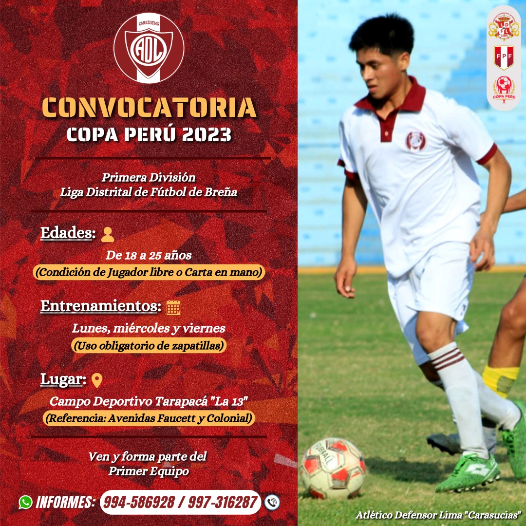CONVOCATORIA COPA... - Atlético Defensor Lima 