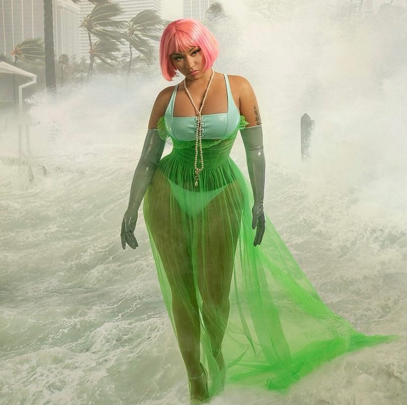 nicki minaj green dress for Interview Magazine tryonsaug1
