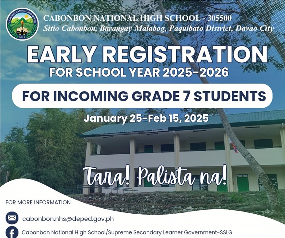 EARLY REGISTRATION IS NOW OPEN 📣 Cabonbon National High School is ...
