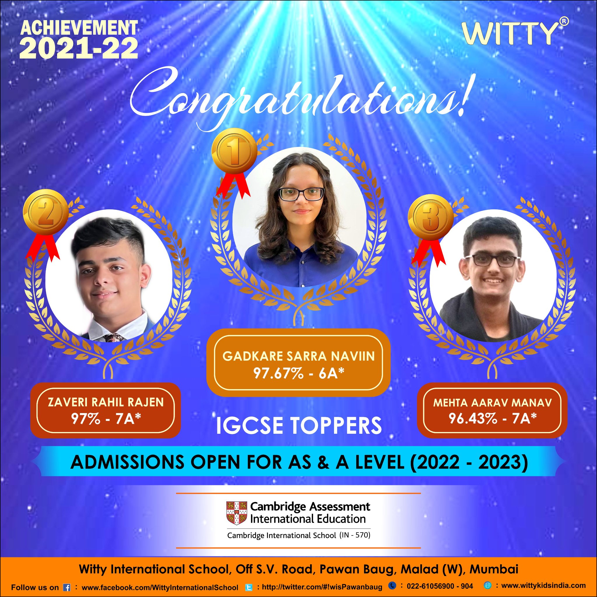 Witty, Mumbai - Heartiest Congratulations to our IGCSE Board Toppers Ms ...