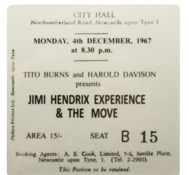 Unused ticket stub from The Jimi Hendrix Experience's August 4