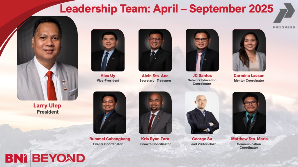 BNI - Meet the Leadership Team of BNI ProgreSS #whowins #progresswins # ...