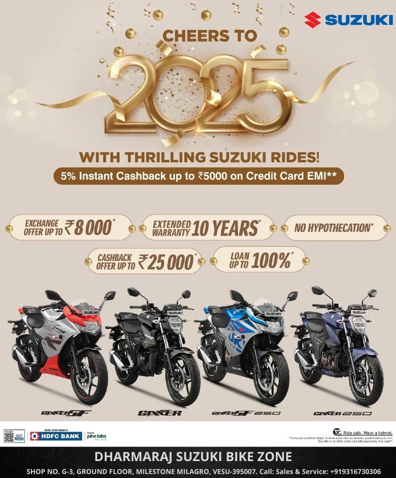 🚴‍♂ Cheers to 2025 with thrilling Suzuki rides! 🏍 At Dharmaraj