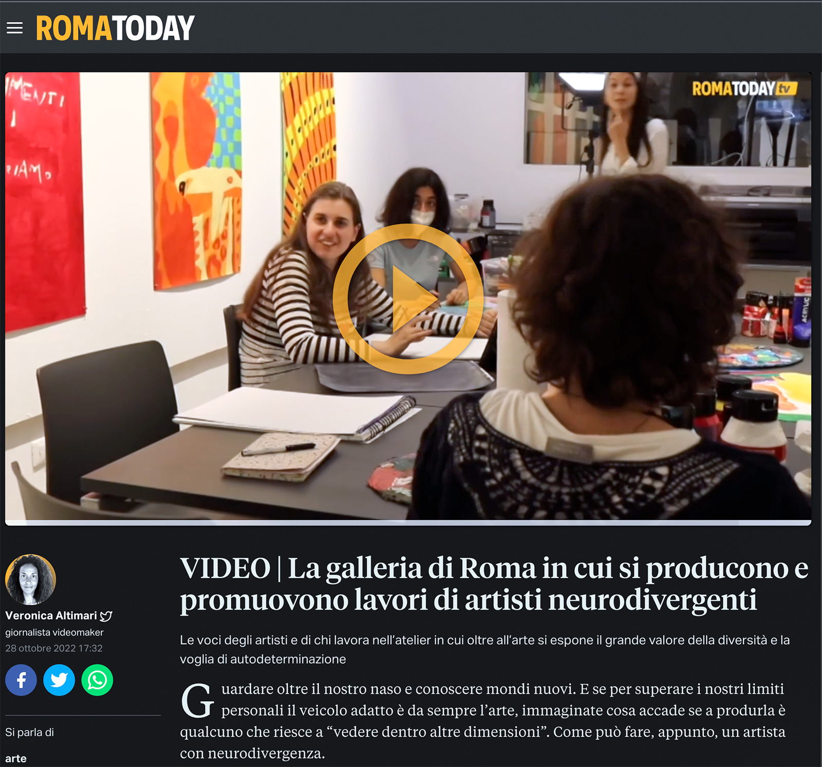 Ultrablu - Grazie a RomaToday e alla giornalista Veronica Altimari per ...