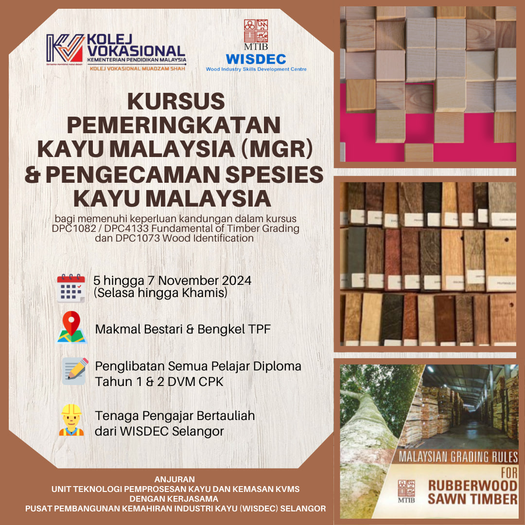 Teknologi Pemprosesan Kayu dan Kemasan, Kolej Vokasional Muadzam Shah
