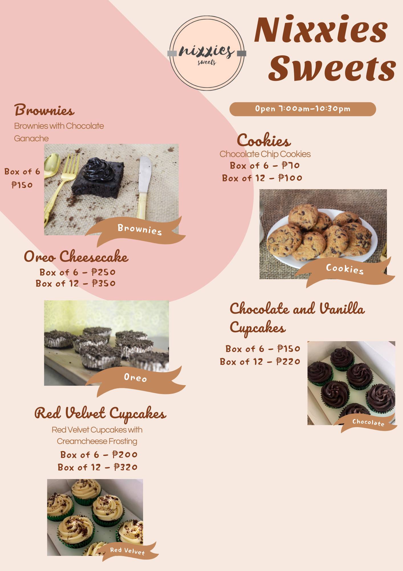 Nixxies Sweets - 📣UPDATED MENU 📣 Here’s our updated menu,... | Facebook