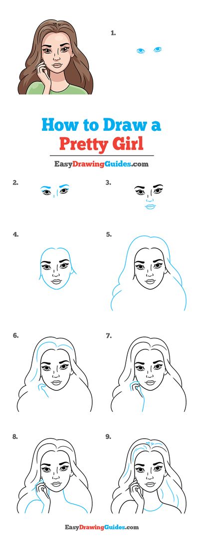 Pretty Girl Drawing Lesson. Free... - Easy Drawing Guides