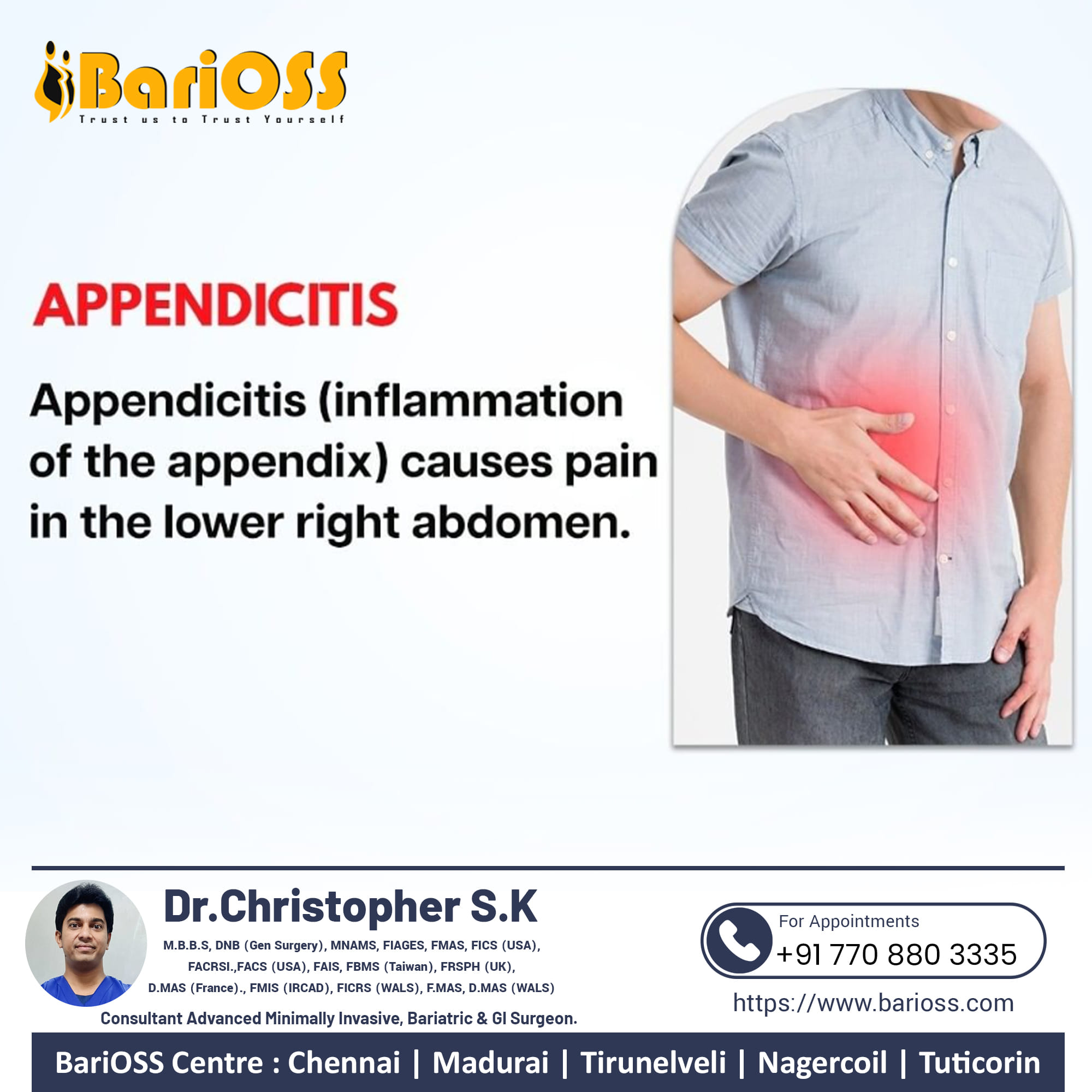 The appendix is a tube-like organ which is a few centimeters long. It ...