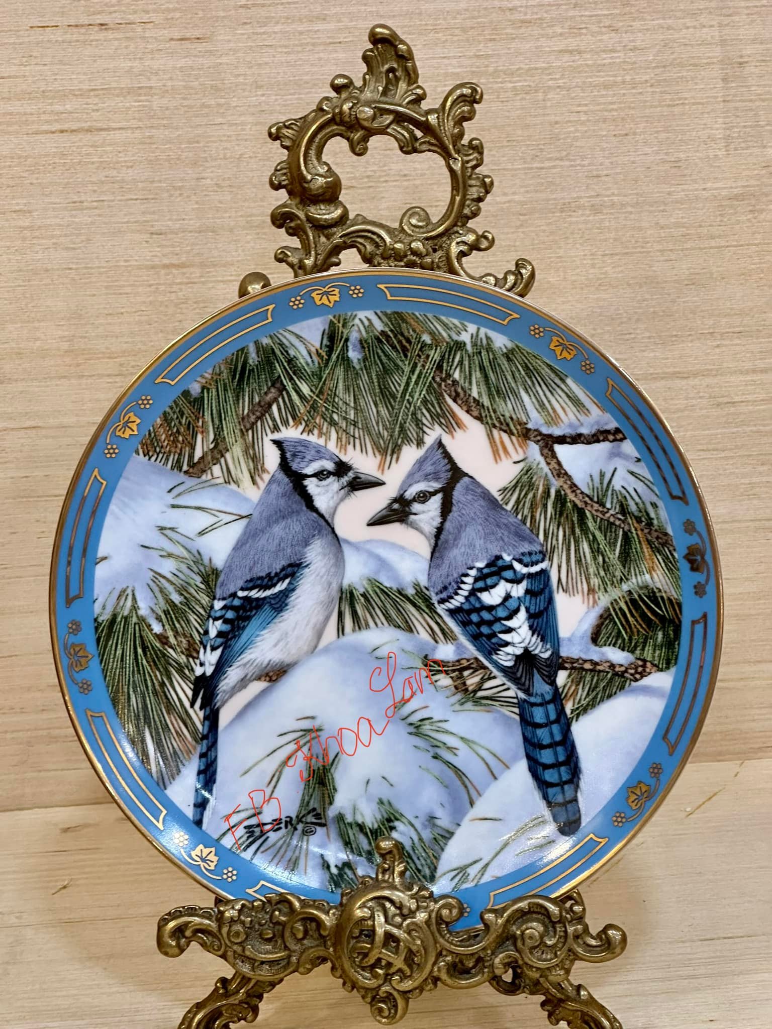 Blue Christmas plate is one of the 8 plates from Winged Treasures