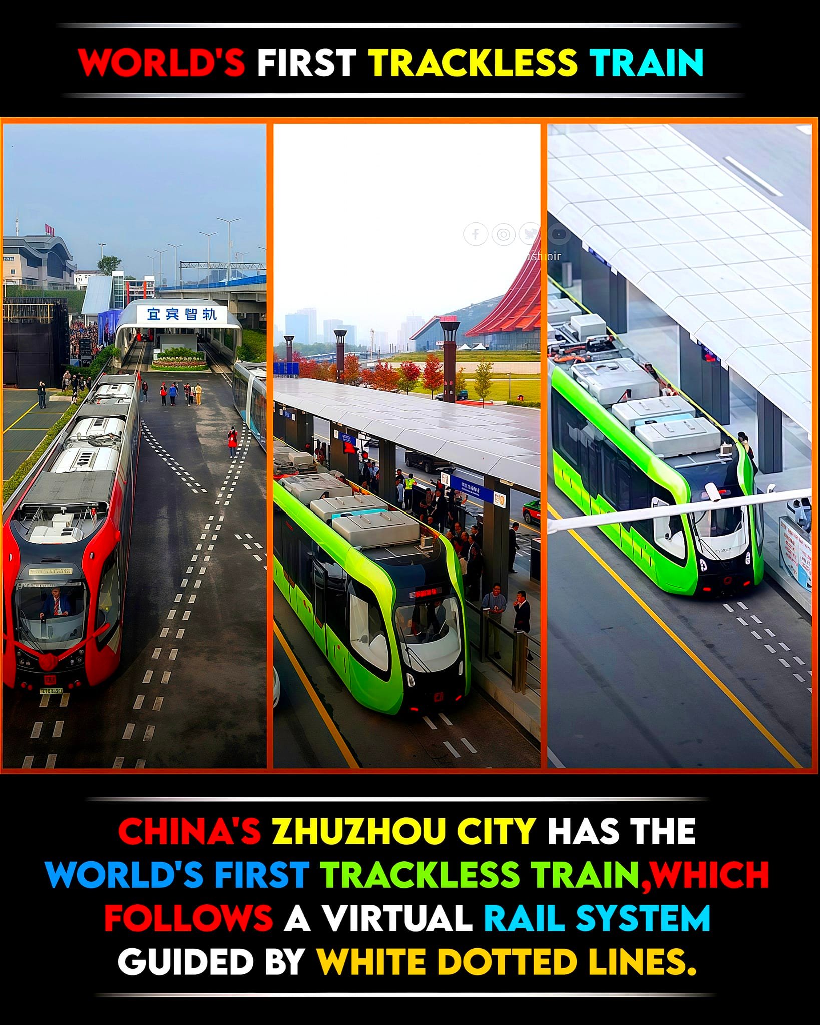 Digital Kashmir - World's First Trackless train in #China...