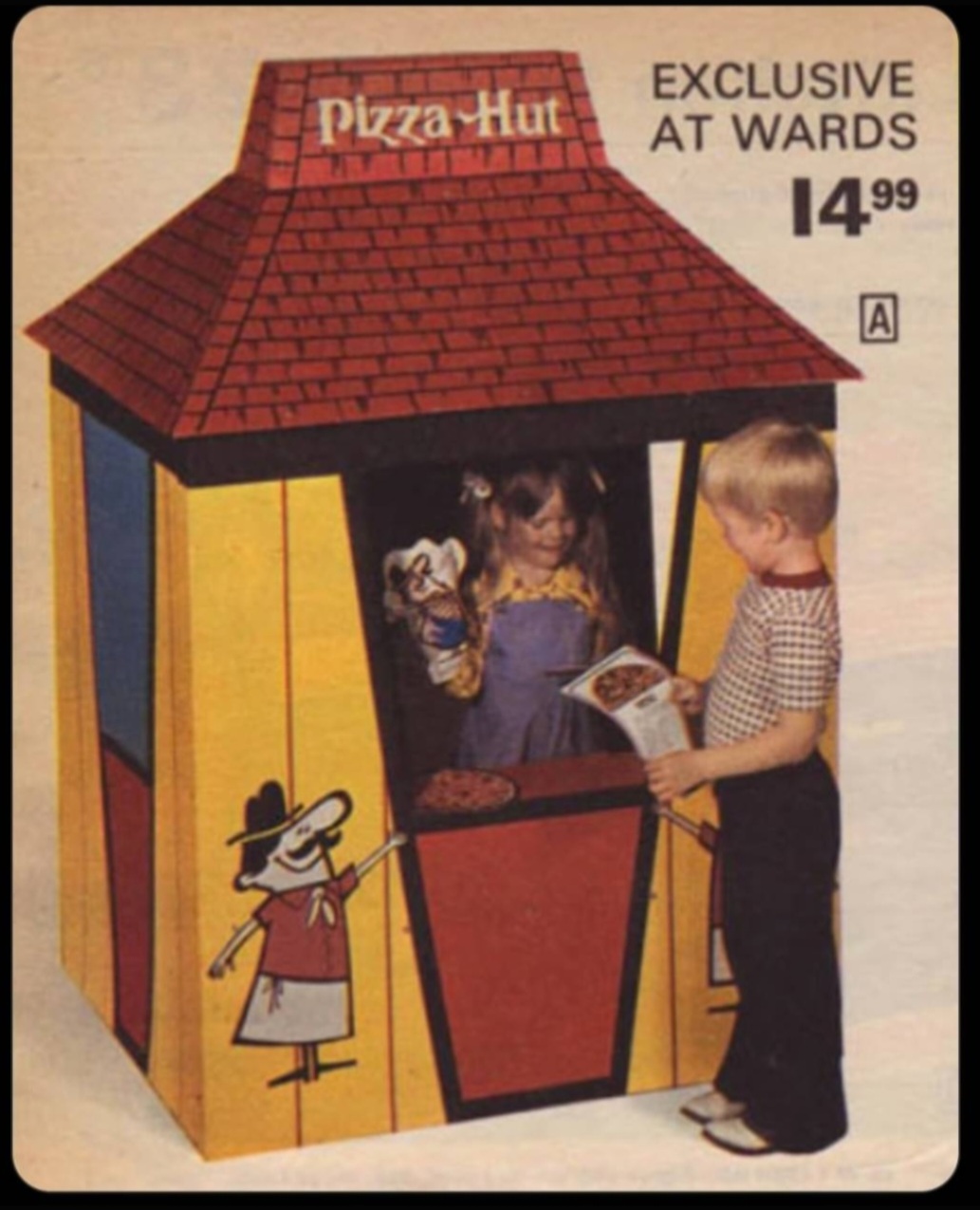 Pizza Hut's Pizza Pete playhouse at Montgomery Ward's back in the
