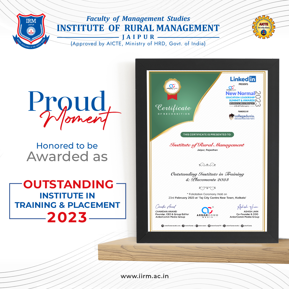 Institute - We are thrilled to announce that FMS-IRM, Jaipur has been ...