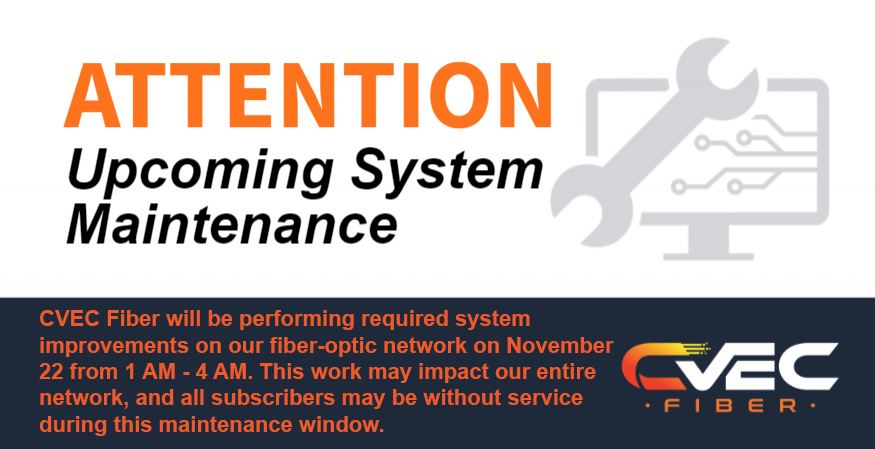 CVEC Fiber - 🚨 Important! 🚨 CVEC Fiber will perform...